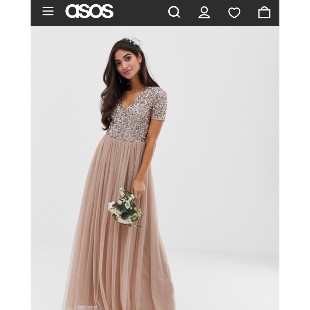 ASOS maya sequin blush/Taupe dress